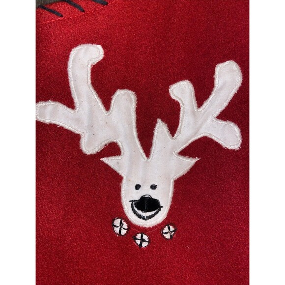 Life Style Red Christmas Vest Reindeer Appliques Full Zip Wool Women's LARGE - Picture 10 of 16